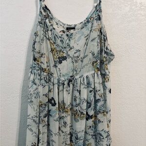 torrid Light Blue Floral Tank Top with Yellow Accents
